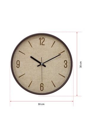 Kahverengi Kasa Bej Kadran Duvar Saati 30 Cm