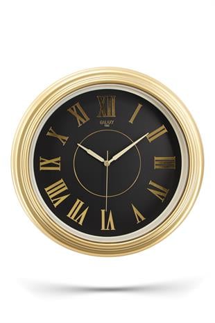 Krem Kasa Gold Çerçeve Roma Rakamlı Duvar Saati 45 cm