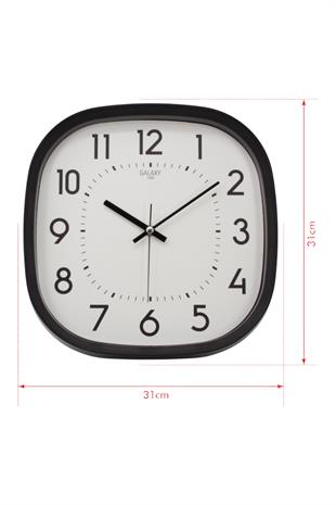 Siyah Çerçeve Beyaz Kadran Siyah Rakamlı Duvar Saati 31 cm