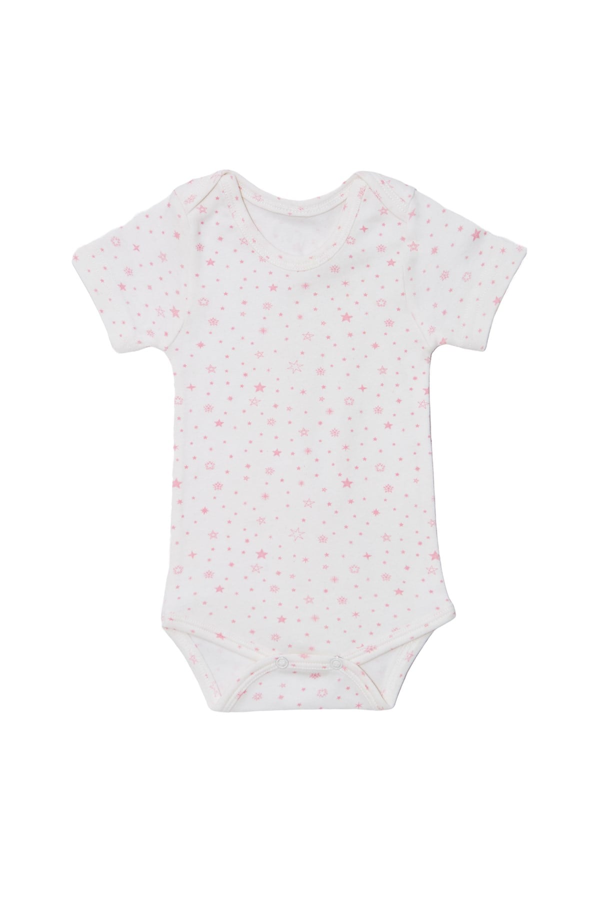 Bebek Unisex Kısa Kollu Yıldızlı Pembe Body