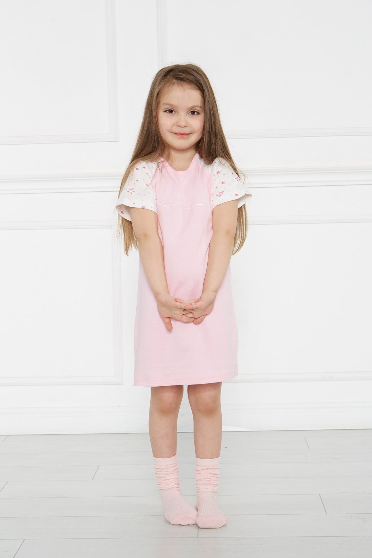 Gecelik - Pembe Nakışlı