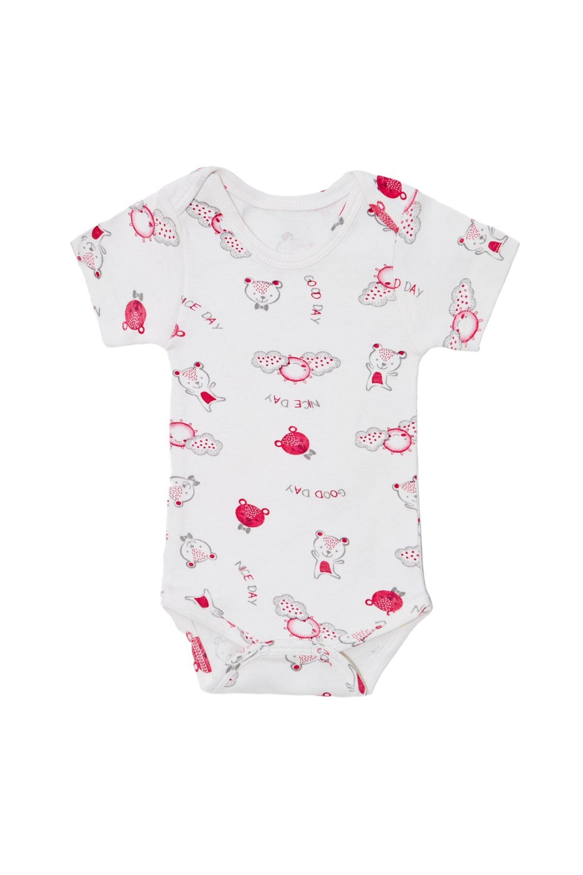 Bebek Unisex Kısa Kollu Fuşya Nice Day Body