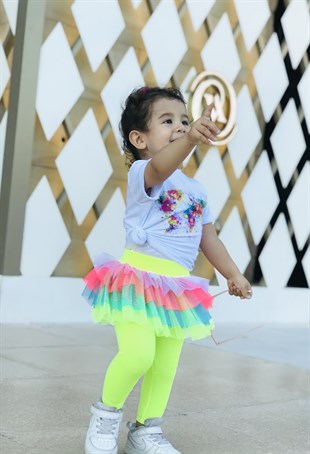 KIZ ÇOCUK TÜTÜ TAYT NEON SARI 