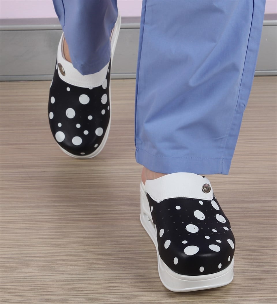 HİPOKRAT MEDİKALAirmax Sabo Terlik Siyah Beyaz Benekli