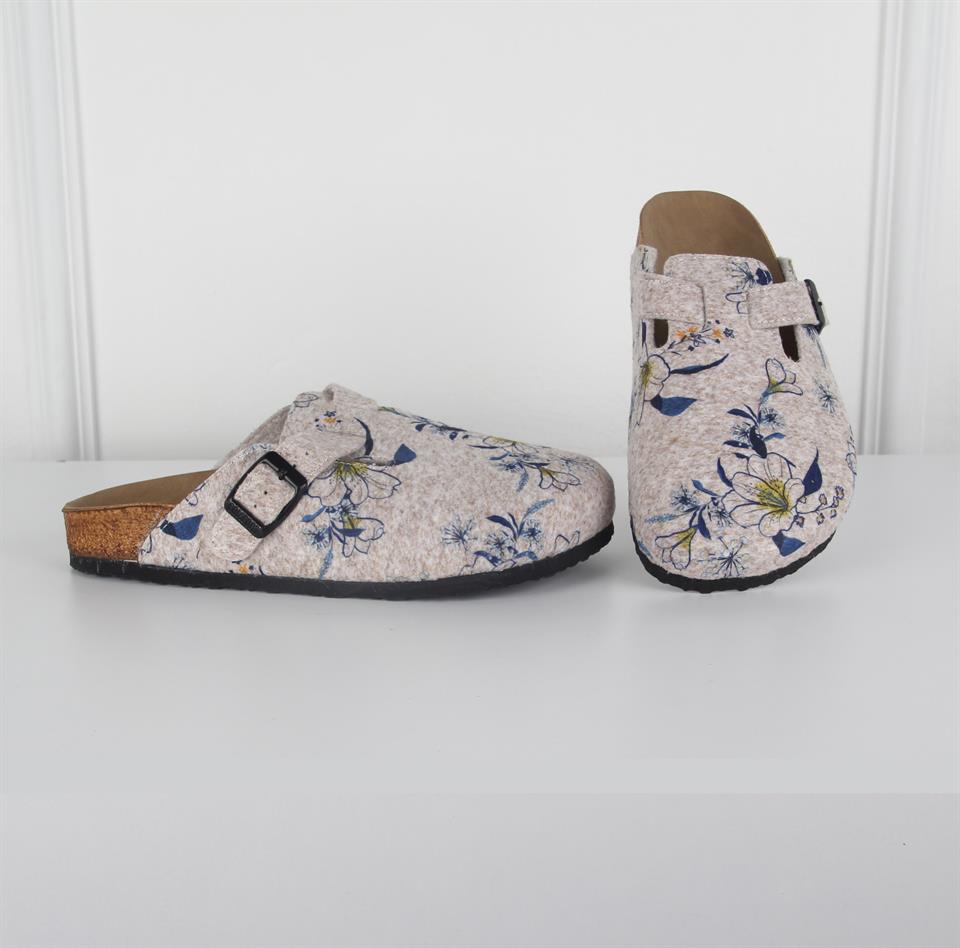 HİPOKRAT MEDİKAL OUTLETÇiçek Desenli Keçe Mantar Taban Terlik