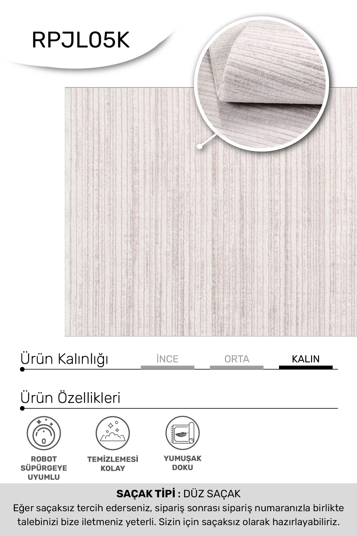 JALURA-Krem- Özel Ölçü-Salon,Oturma Odası, Koridor Halısı-Robot Süpürgeye Uyumlu-Kolay Temizlenebilir-Uygun Fiyat