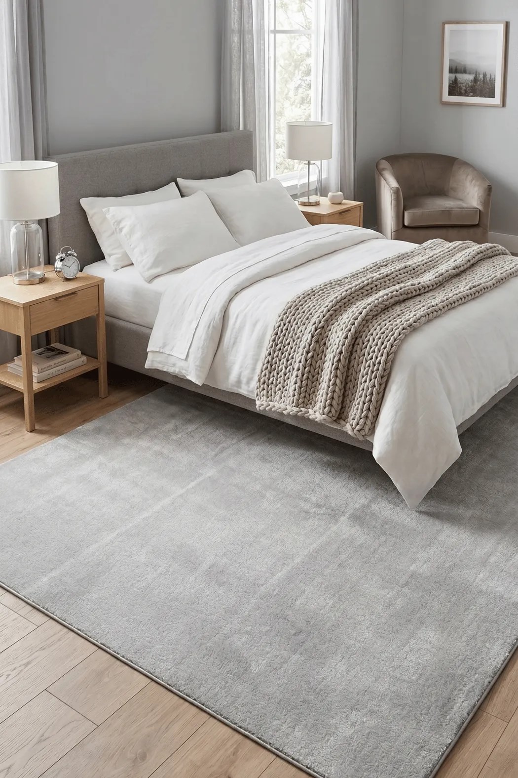 POLY Peluş Halı-Gri- Salon-Mutfak-Antre-Oturma Odası-Yumuşak-Kaymaz Taban-Yıkanabilir–Modern-Uygun Fiyat