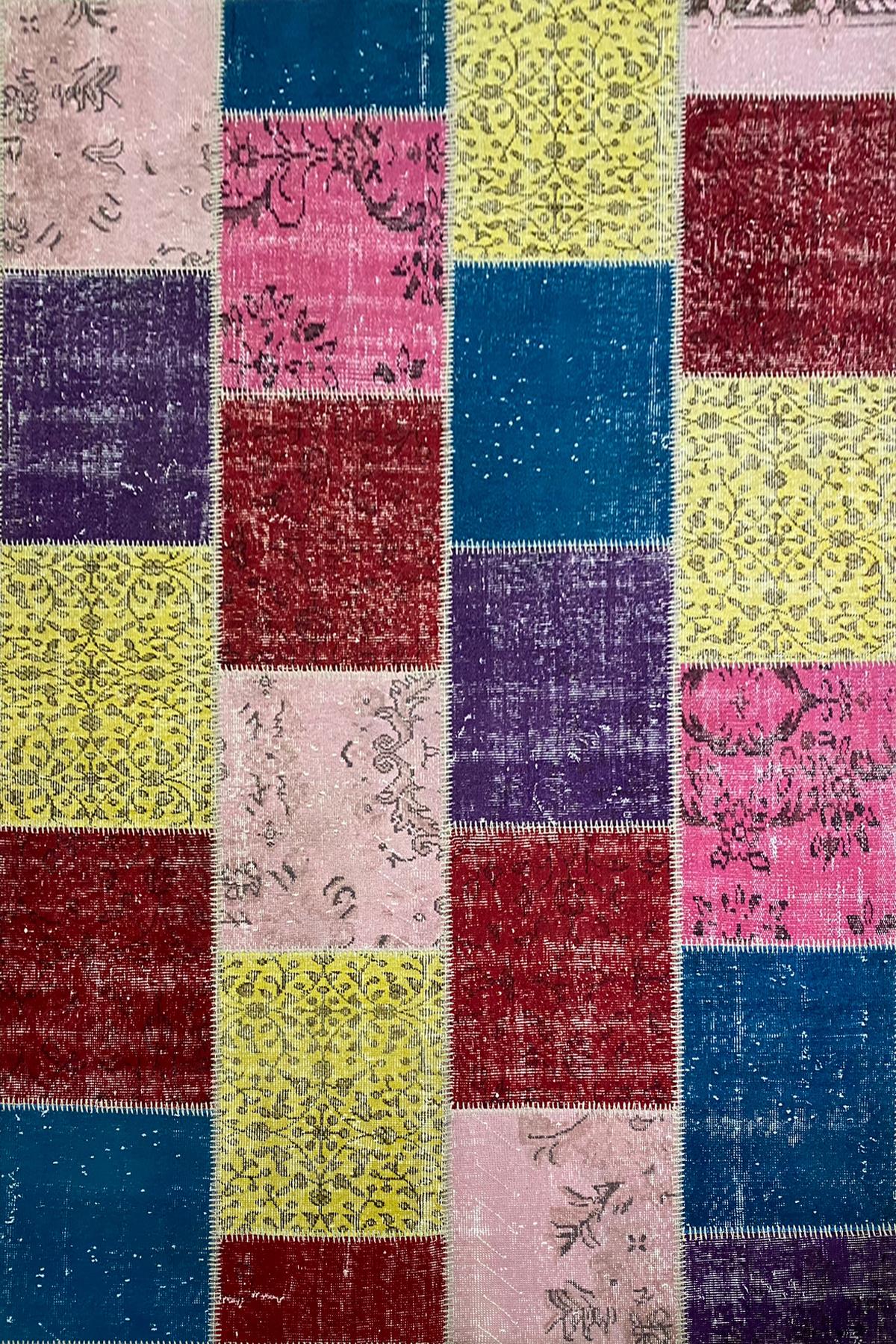 Çam Halı 726 Multi El Dokuma Patchwork Yün Halı