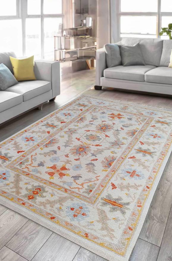 Çam Halı Anatolia 32-026 Etnik Eskitme Desenli Dokuma Tabanlı Yıkanabilir Şönil Salon ve Oda Halısı