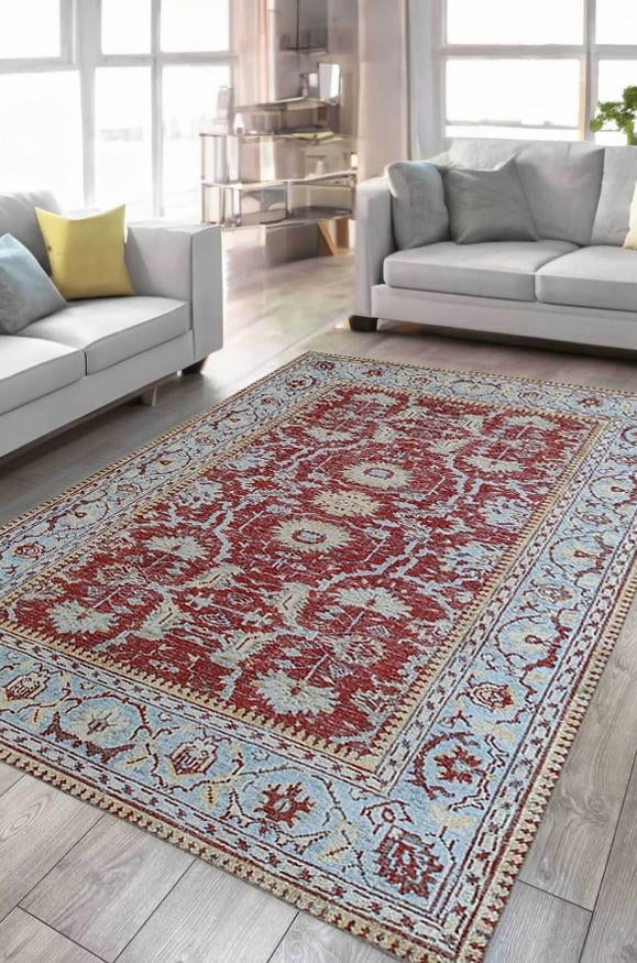 Çam Halı Anatolia 32-073 Etnik Eskitme Desenli Dokuma Tabanlı Yıkanabilir Şönil Salon ve Oda Halısı
