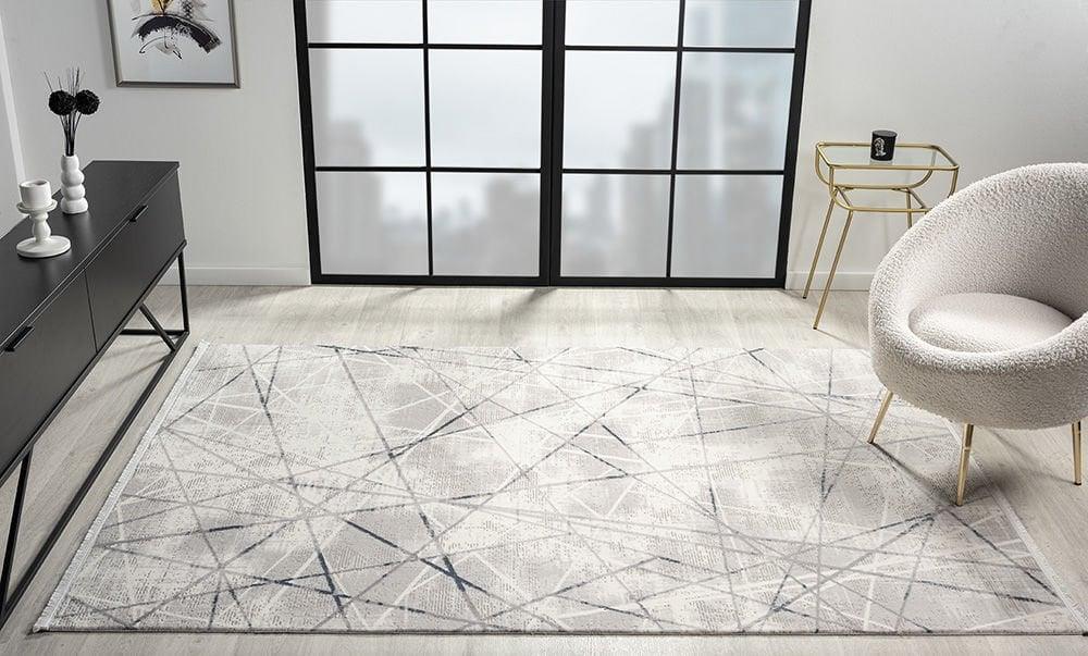 ÇAM Halı ARVEL AR004A Gri Mavi Koridor Halısı Mutfak Halısı Salon Halısı