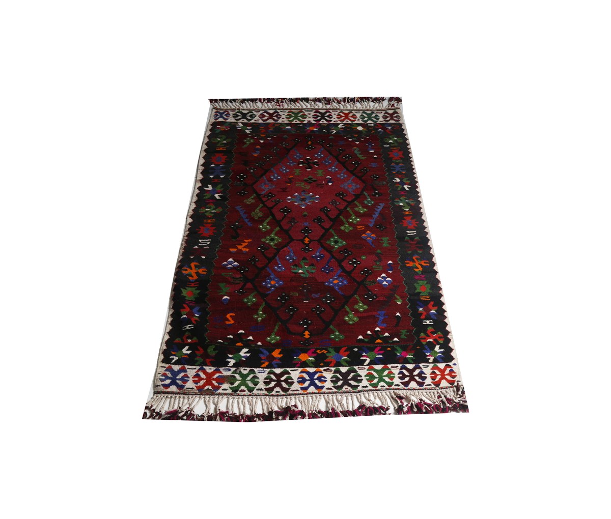 Çam Halı Bordo Lacivert Kök Boya El Dokuması Anadolu Yün Kilim 599