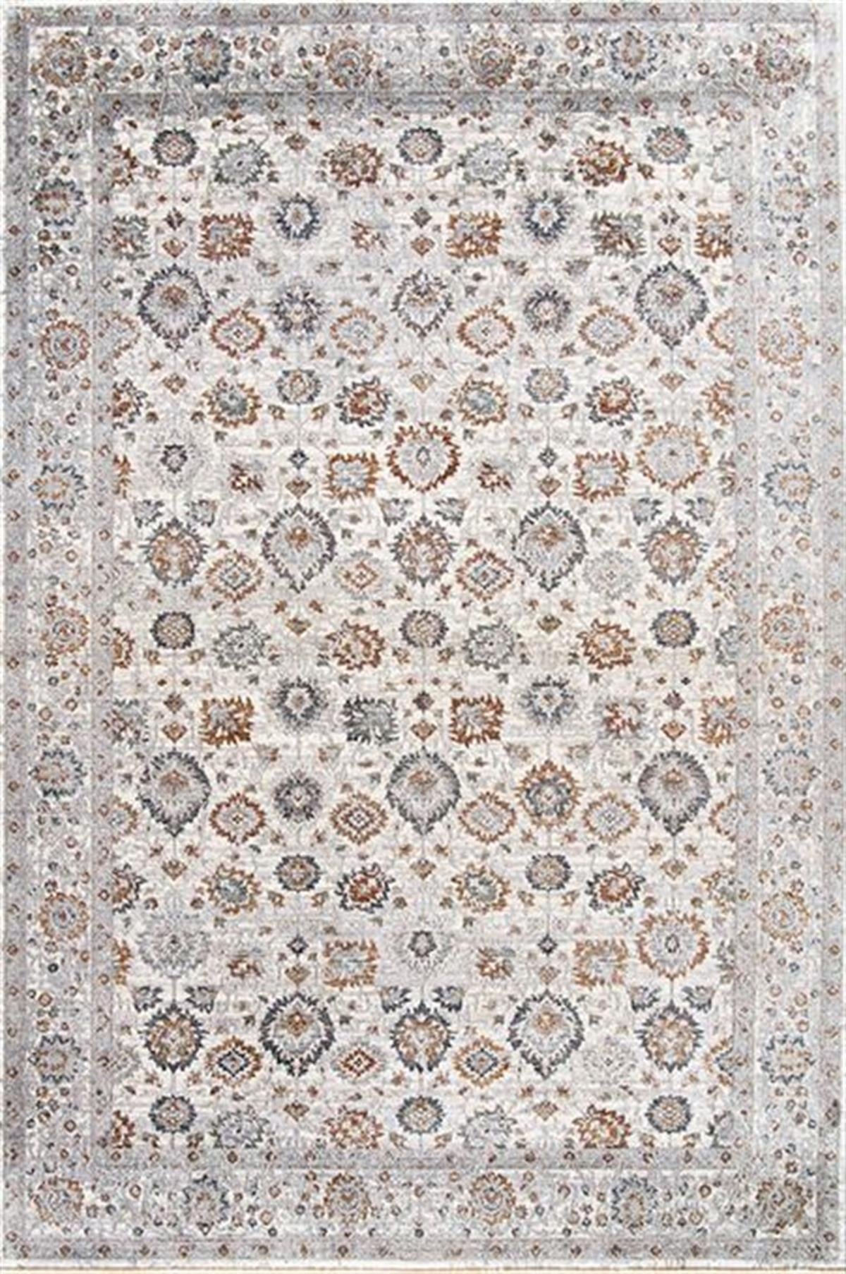 Çam Halı Buhara 3503 Gri Romans Halı Eskitme Desenli Makine Halısı