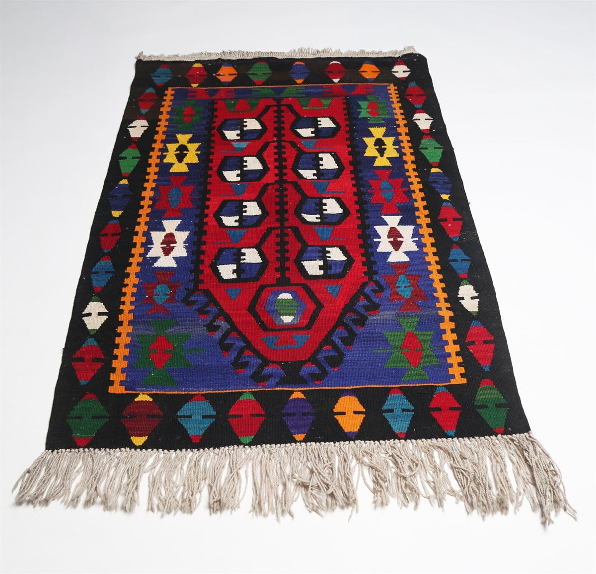 Çam Halı Çok Renkli El Dokuması Anadolu Yün Kilim 1206