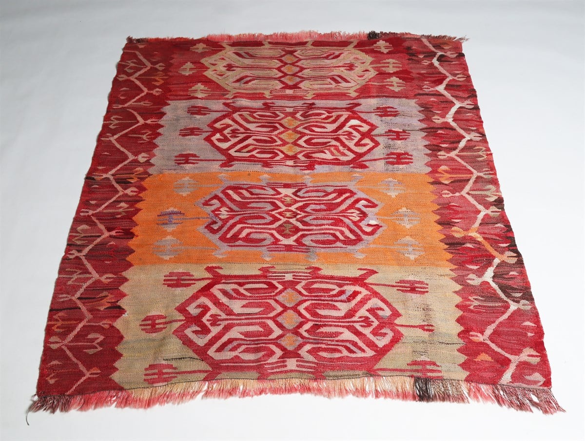 Çam Halı Çok Renkli El Dokuması Anadolu Yün Kilim 1181