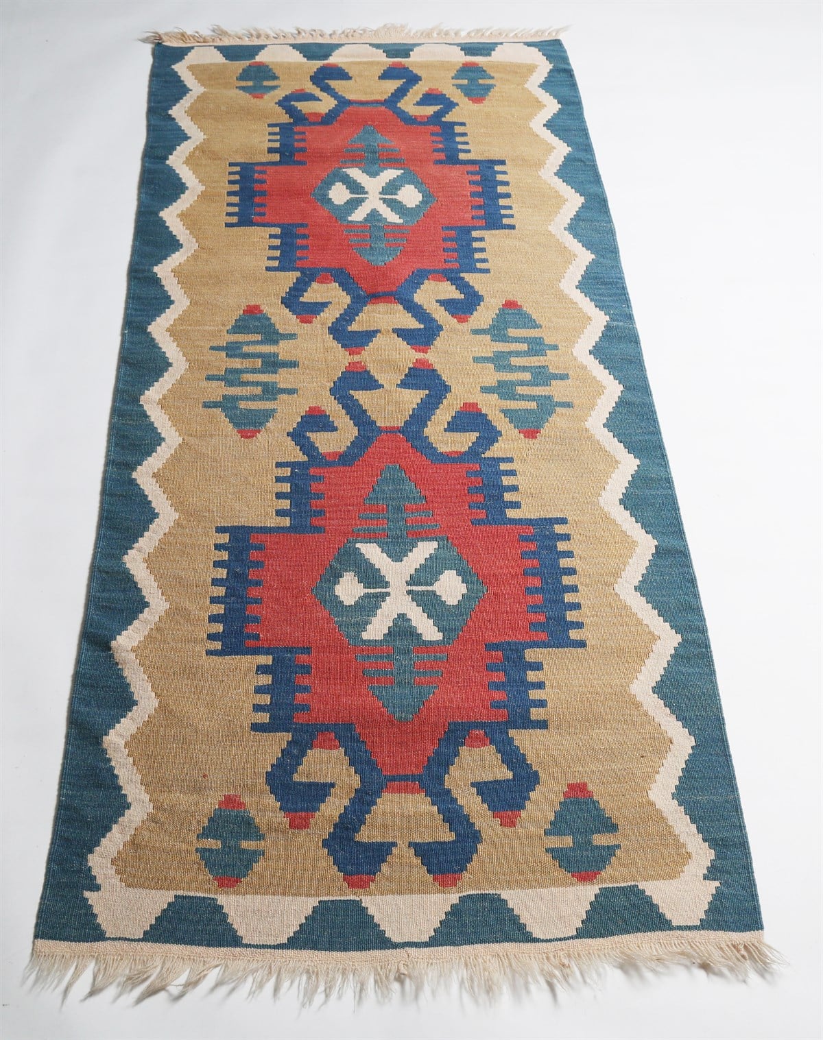 Çam Halı Çok Renkli El Dokuması Anadolu Yün Kilim 1142