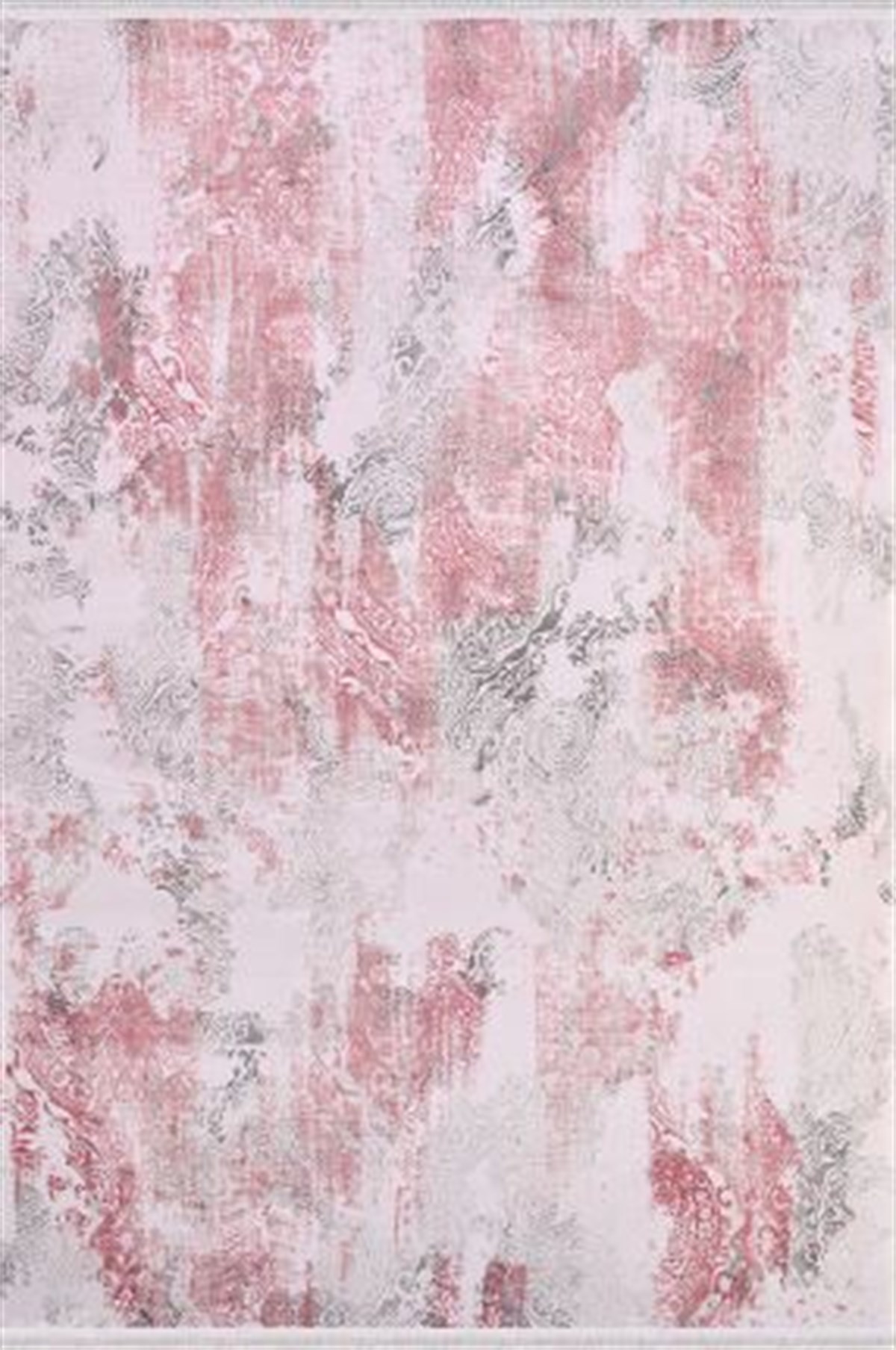 Çam Halı Crea Plus Galaxy Blossom 13507 Gri Pembe Eskitme Desenli Makine Halısı