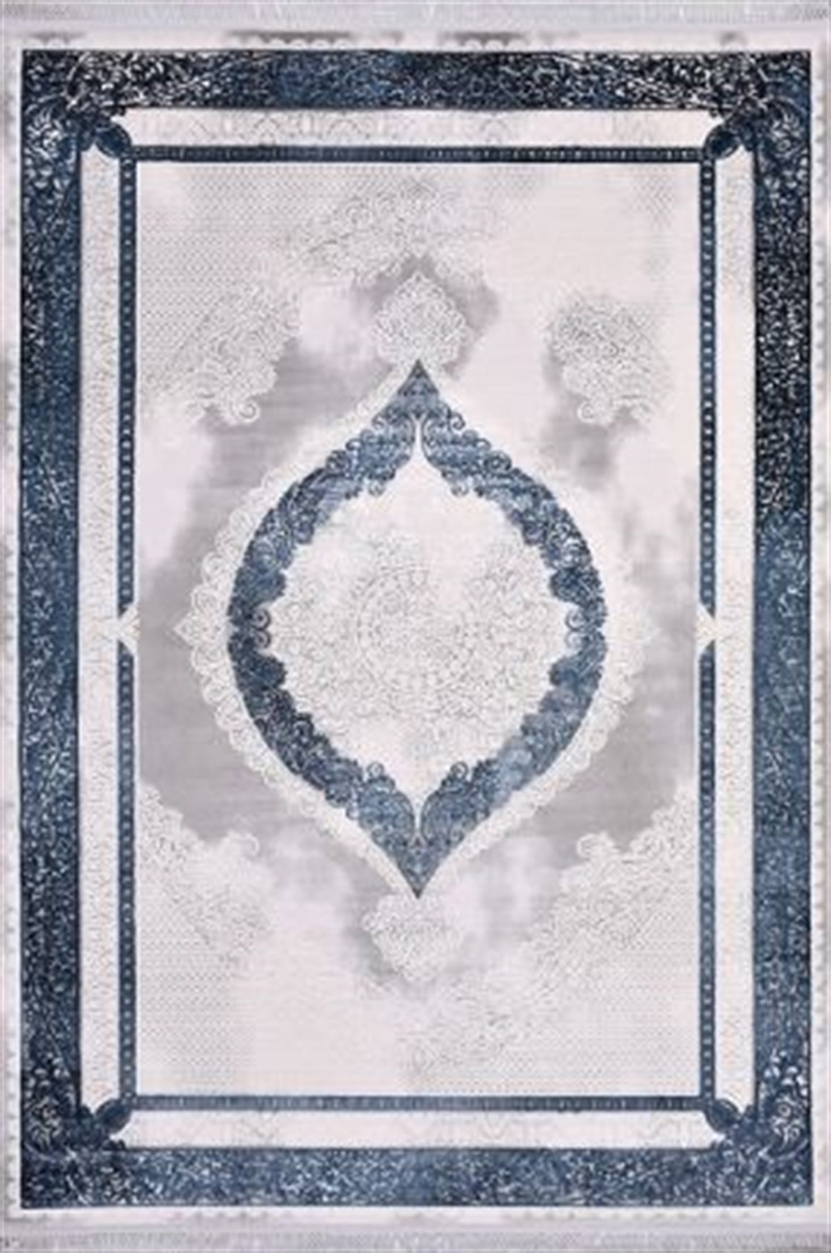 Çam Halı Crea Plus Galaxy Blossom 13615 Gri Lacivert Eskitme Klasik Desenli Makine Halısı