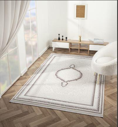 Çam Halı Crown FL001A Krem Vizon Klasik Desen Salon Halısı