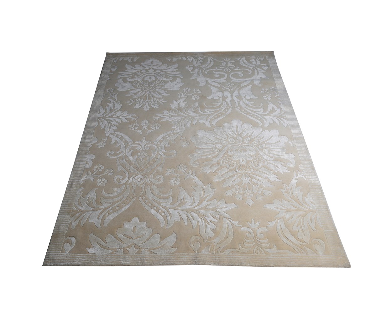 Çam Halı Diana Damask 8095 Beyaz Yeni Zellanda Yünü ve Viskon El Dokuması Halı