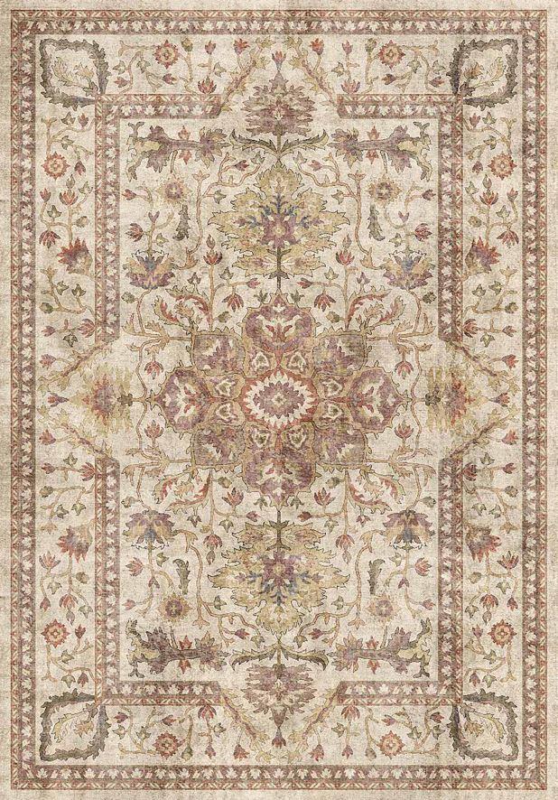 Çam Halı Dream 32-035 Etnik Eskitme Desenli Dokuma Tabanlı Yıkanabilir Şönil Salon ve Oda Halısı
