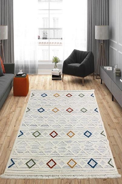 Çam Halı Enti Halı Polo 7805 Multi İskandinav Desenli Renkli Makine Halısı