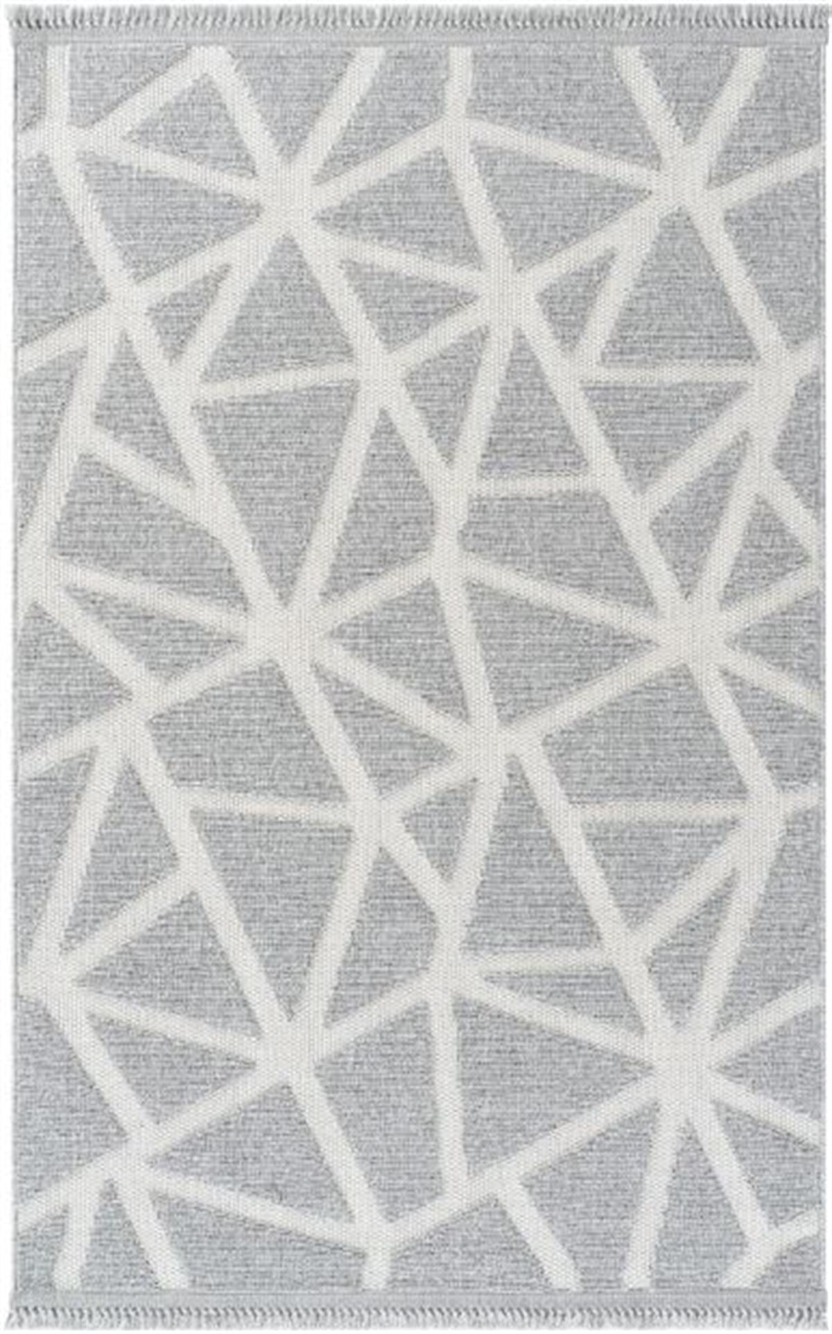 Çam Halı  Enti Halı Togo 7501 Gri Geometrik Desenli Makine Halısı