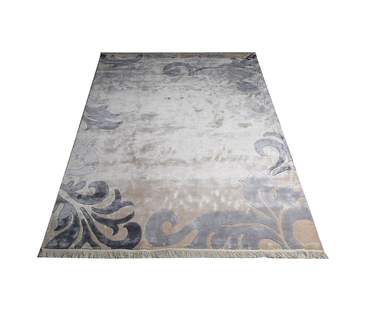 Çam Halı Fantacy 525 Cream Blue Yeni Zellanda Yünü ve Viskon El Dokuması Halı
