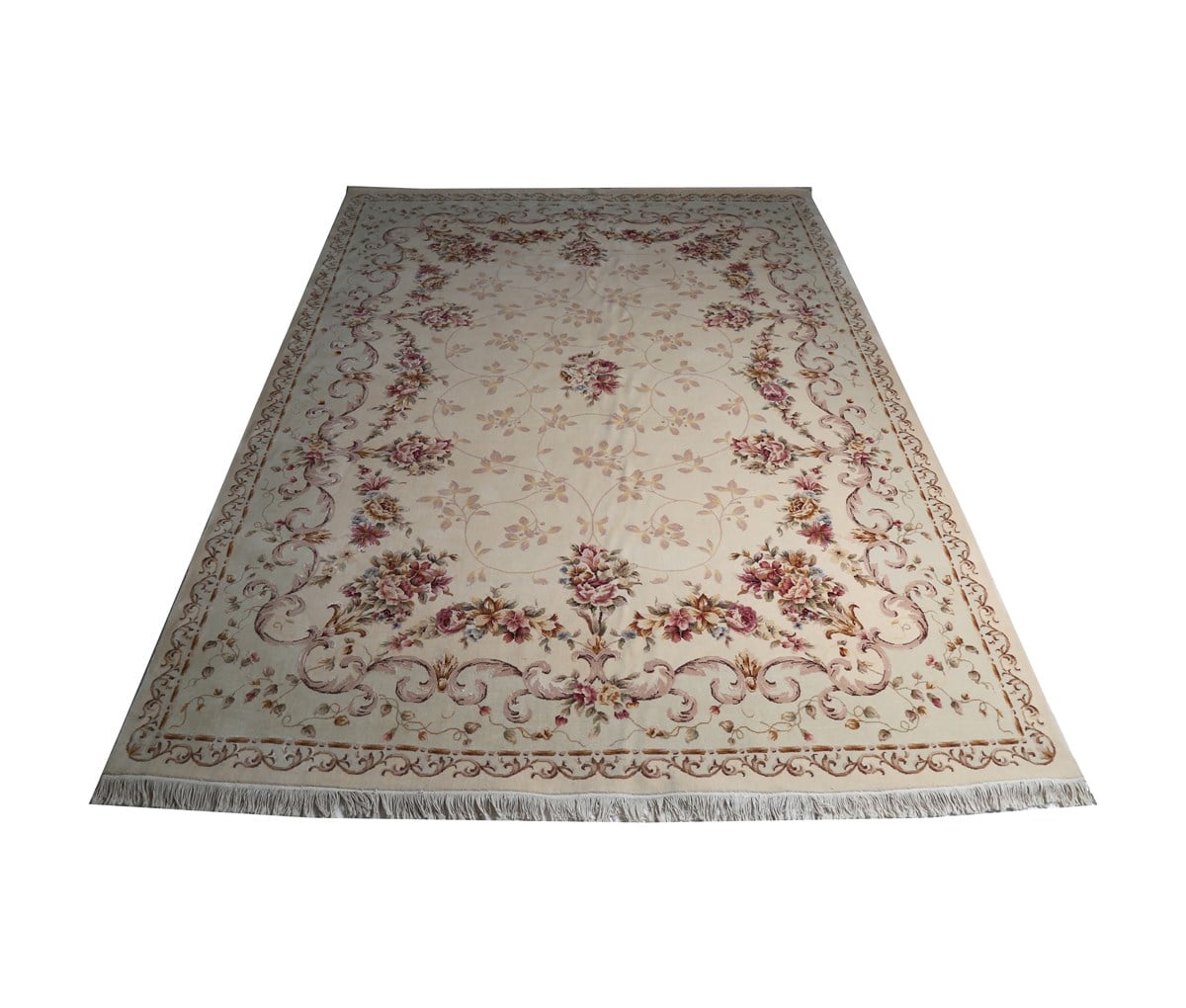 Çam Halı Ferhadyan FS606 Krem Gülkurusu Klasik Desen Yün ve İpek El Dokuması Halı
