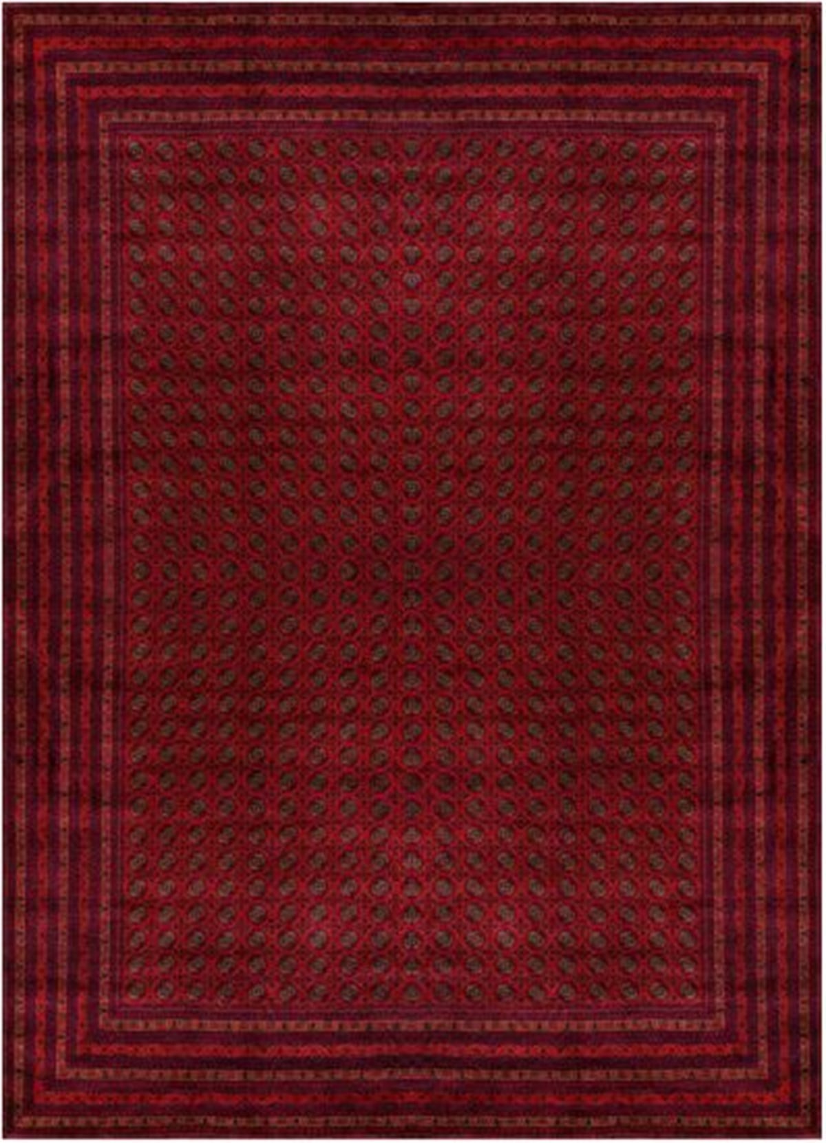 Çam Halı Gloria TD404 Bordo Afgan Desen Dokuma Saçaklı Kilim