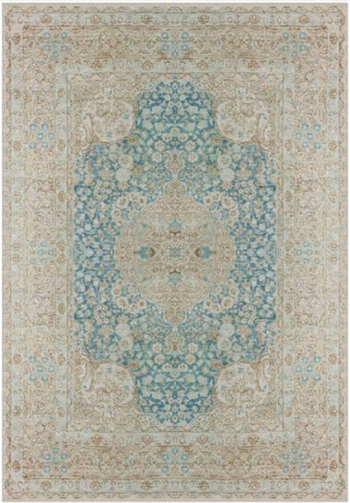 Çam Halı Gloria TD752 Mavi Klasik Desen Dokuma Saçaklı Kilim