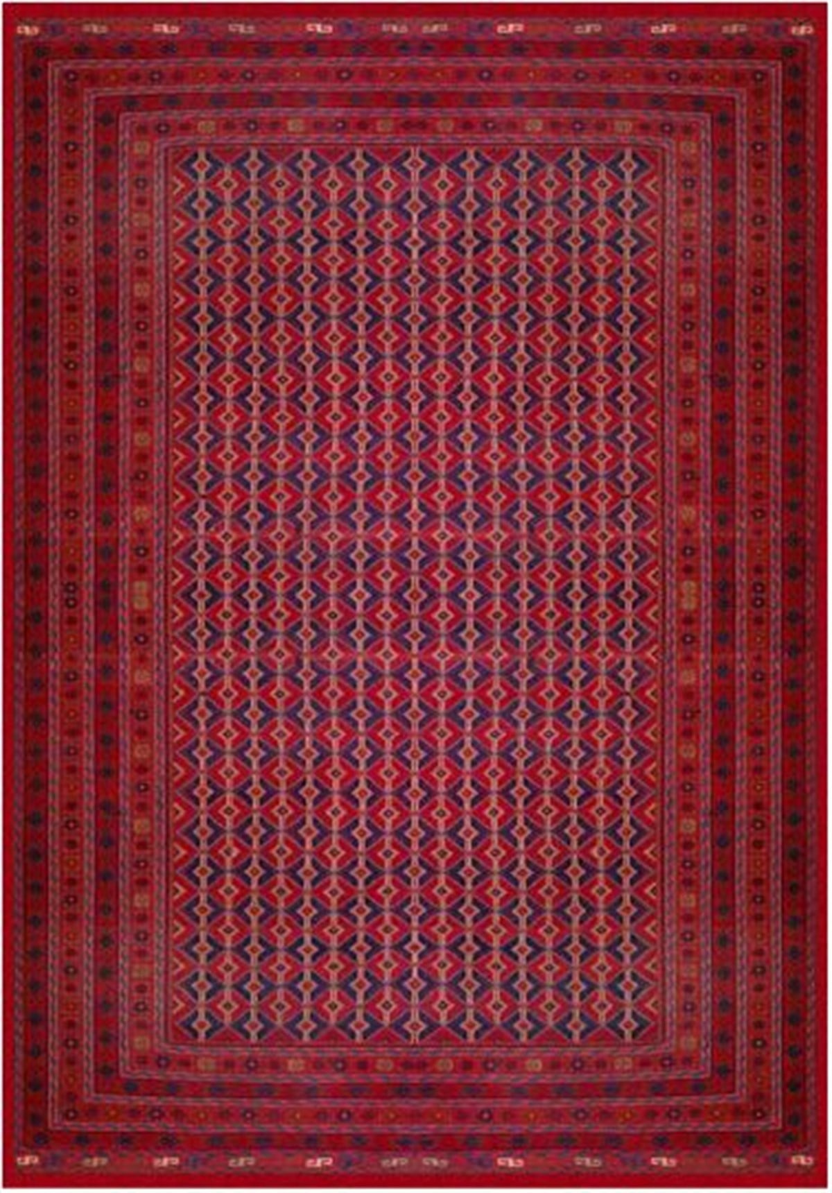 Çam Halı Gloria TD754 Bordo Afgan Desen Dokuma Saçaklı Kilim