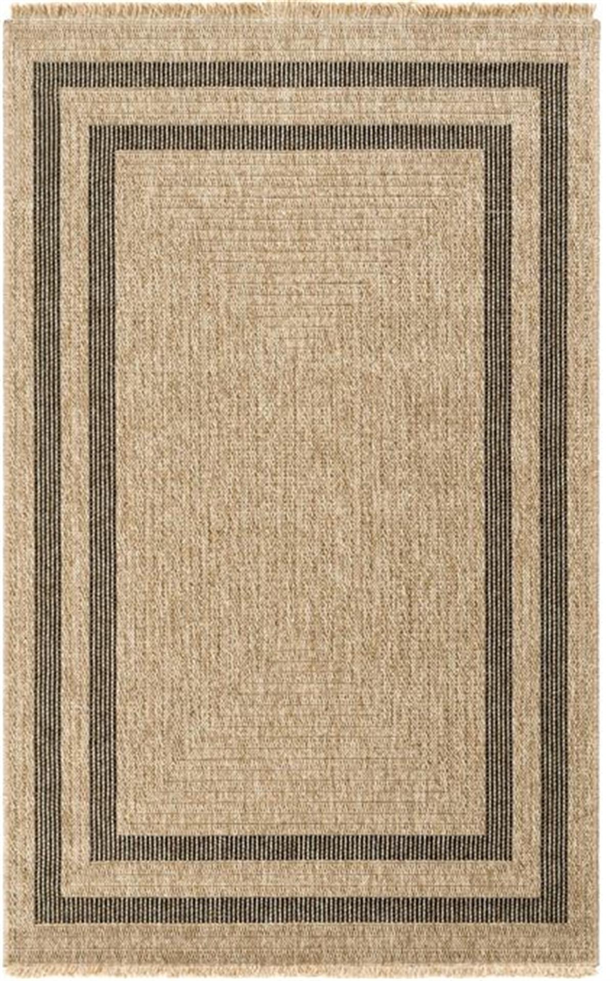 Çam Halı İndia 668 Siyah Seyran Halı Modern Jüt Desen Makine Halısı