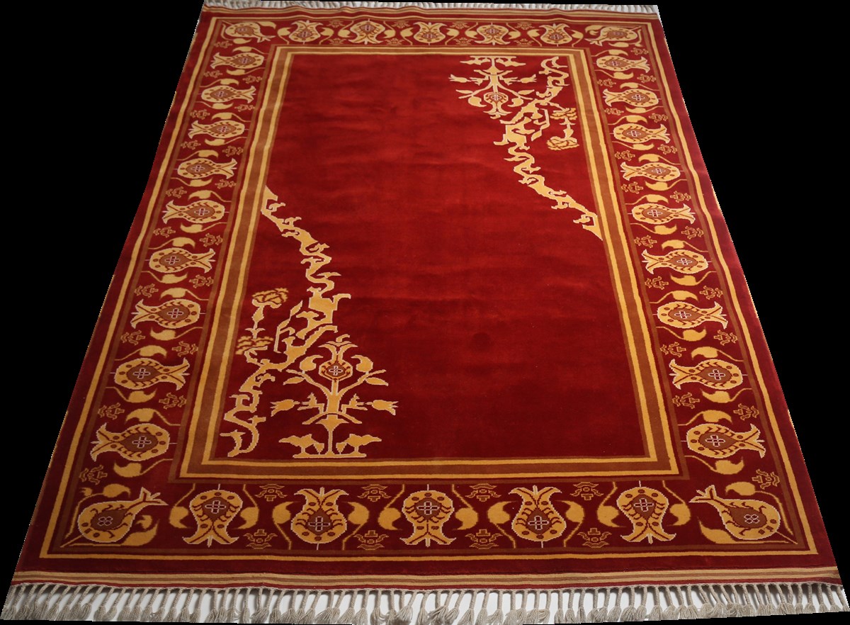 Çam Halı Kaftan VV 269 Kırmızı Yün El Dokuması Halı