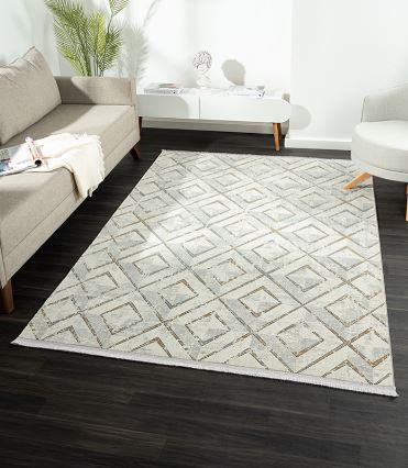 Çam Halı Karen KN003S Gri Gold Eskitme Desen Salon Halısı