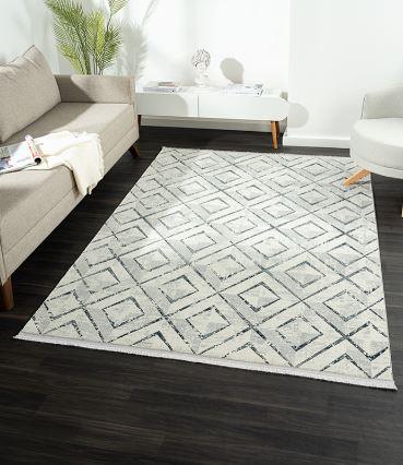 Çam Halı Karen KN003T Gri Lacivert Eskitme Desen Salon Halısı