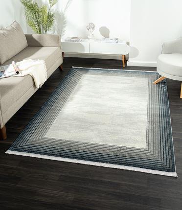Çam Halı Karen KN005T Gri Lacivert Eskitme Desen Salon Halısı