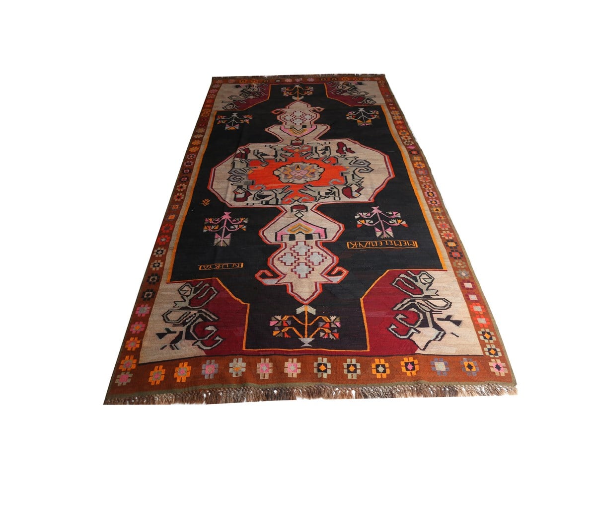 Çam Halı Lacivert Kök Boya El Dokuması Anadolu Yün Kilim 606