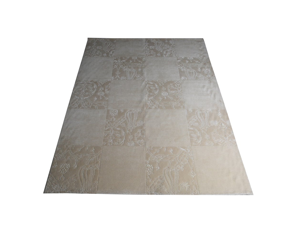 Çam Halı Lalezar Damask White Yeni Zellanda Yünü ve Viskon El Dokuması Halı
