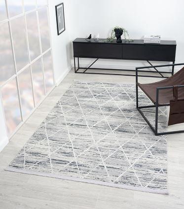 Çam Halı London LY004G Gri Lacivert Modern Desen Salon Halısı
