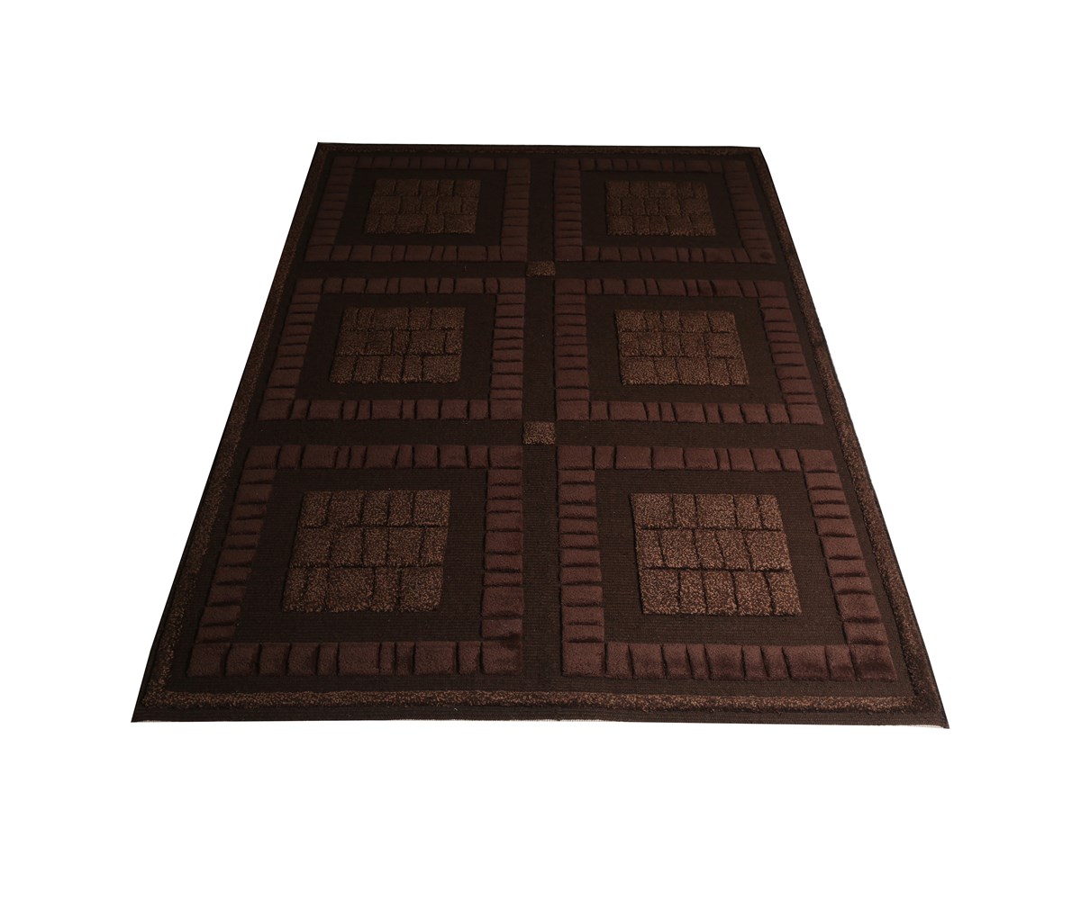 Çam Halı Mat Kahverengi Kabartmalı Yün El Dokuması Kilim