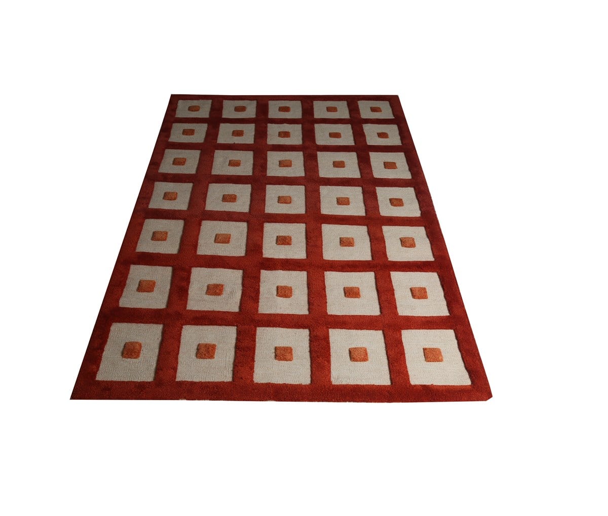 Çam Halı Mat Turuncu Yün El Dokuması Kilim