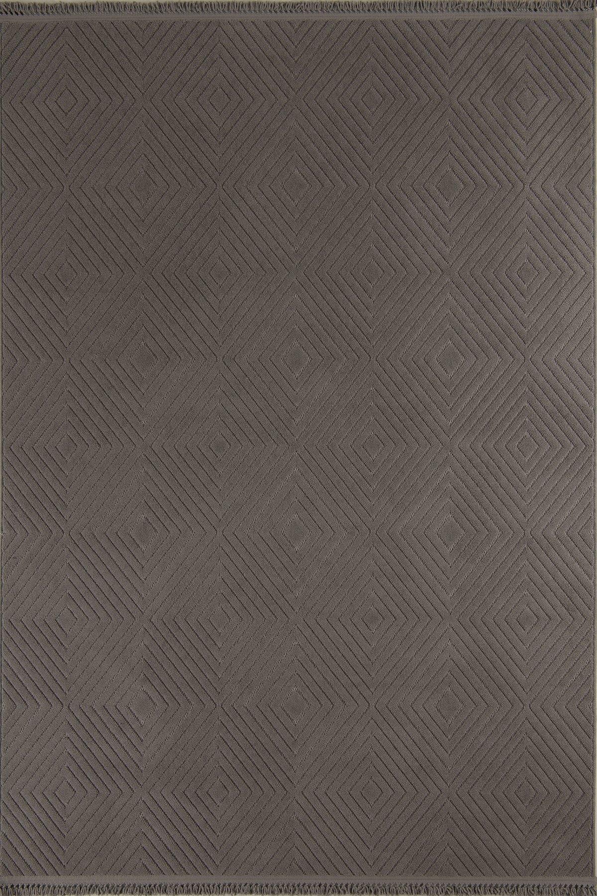 Çam Halı MOLDE 9206 Koyu Gri Koridor Halısı Kesme Yolluk Mutfak Halısı Modern Salon Halısı