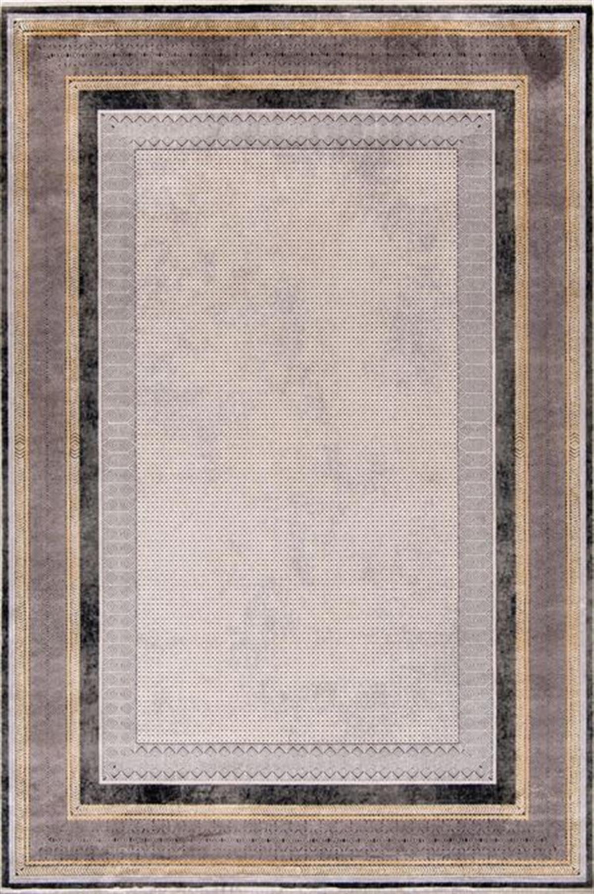 Çam Halı Naturel 1705 Gri Sarı Romans Halı Modern Desenli Makine Halısı