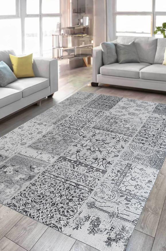 Çam Halı Siesta Patchwork 32-461 Etnik Eskitme Desenli Dokuma Tabanlı Yıkanabilir Şönil Salon ve Oda Halısı