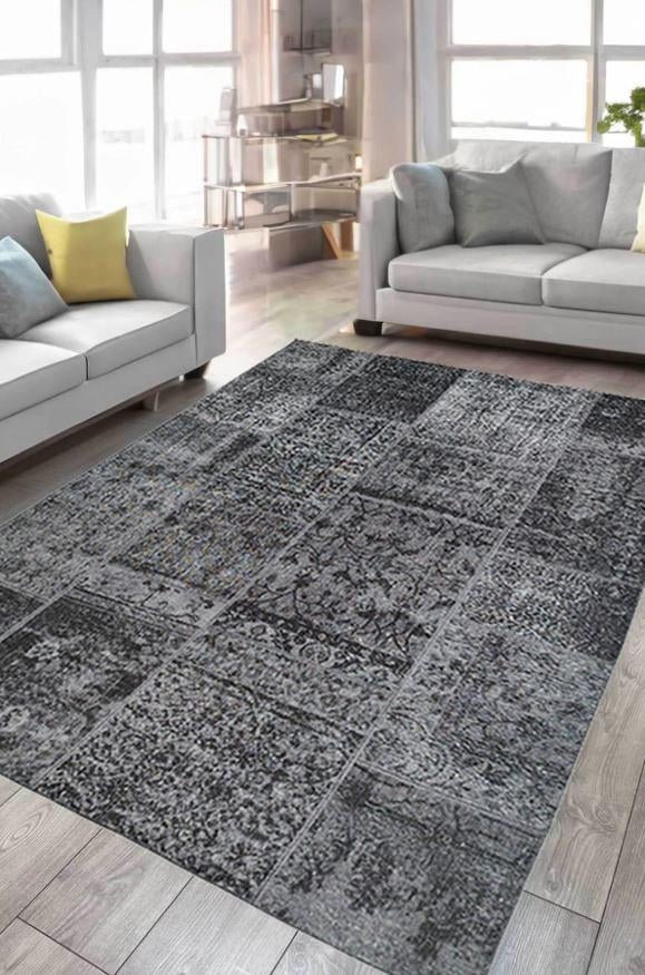 Çam Halı Siesta Patchwork 32-462 Etnik Eskitme Desenli Dokuma Tabanlı Yıkanabilir Şönil Salon ve Oda Halısı