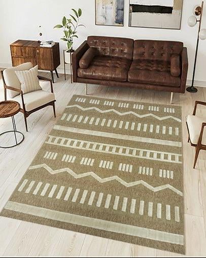 Çam Halı Togo 676 Yeşil İskandinav Desenli Koridor Halısı Kesme Yolluk Mutfak Halısı Modern Salon Halısı