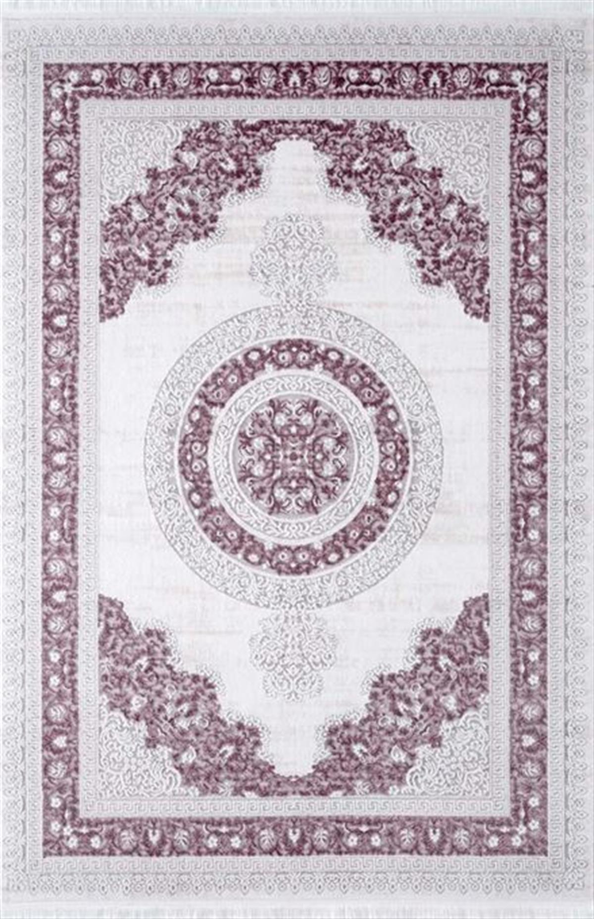 Çam Halı Valente 3909 Mürdüm Romans Halı Klasik Desenli Makine Halısı