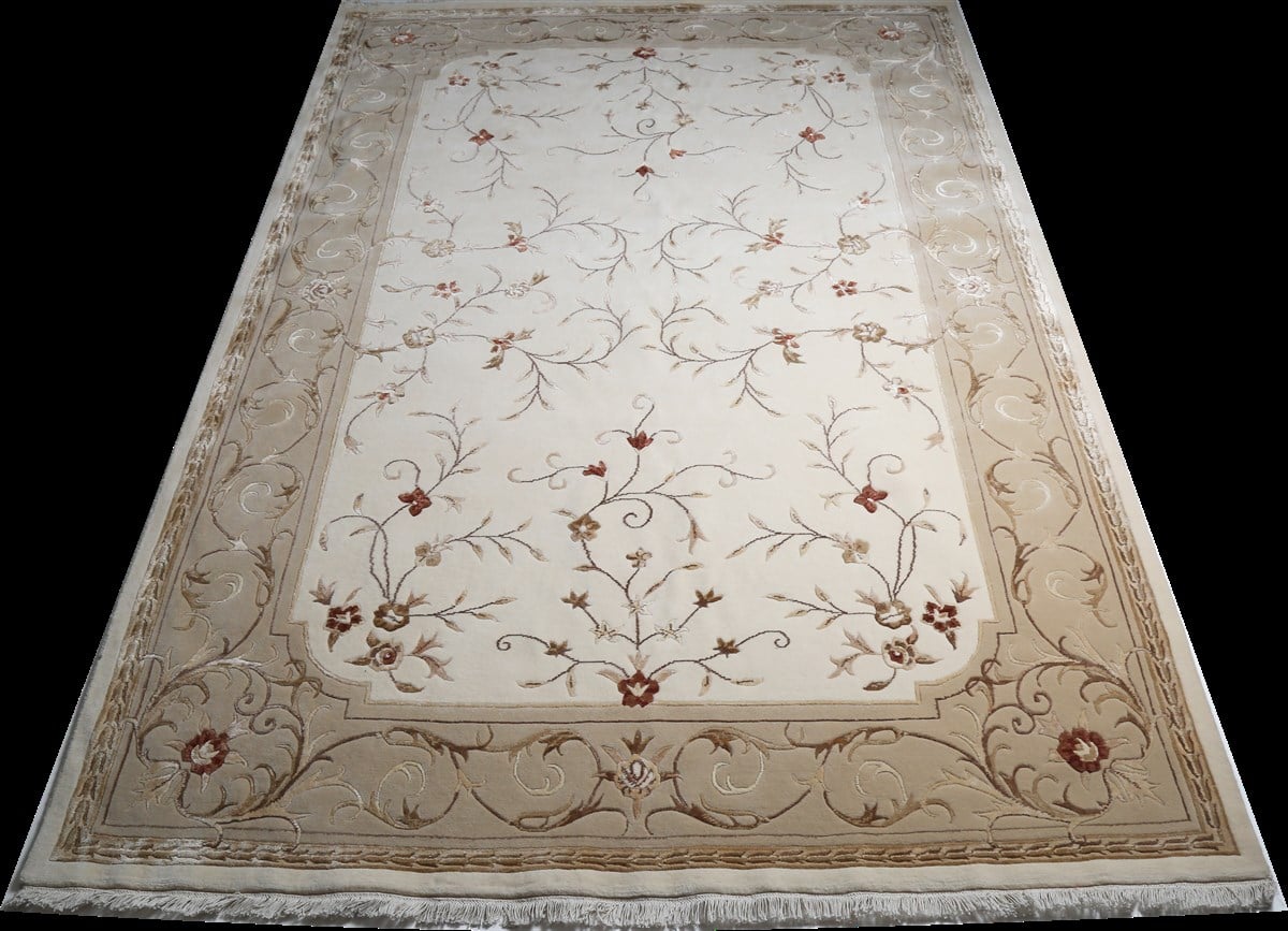 Çam Halı Velvet Exclusive Krem Bej 253 Yeni Zellanda Yünü ve Viskon El Dokuması Halı