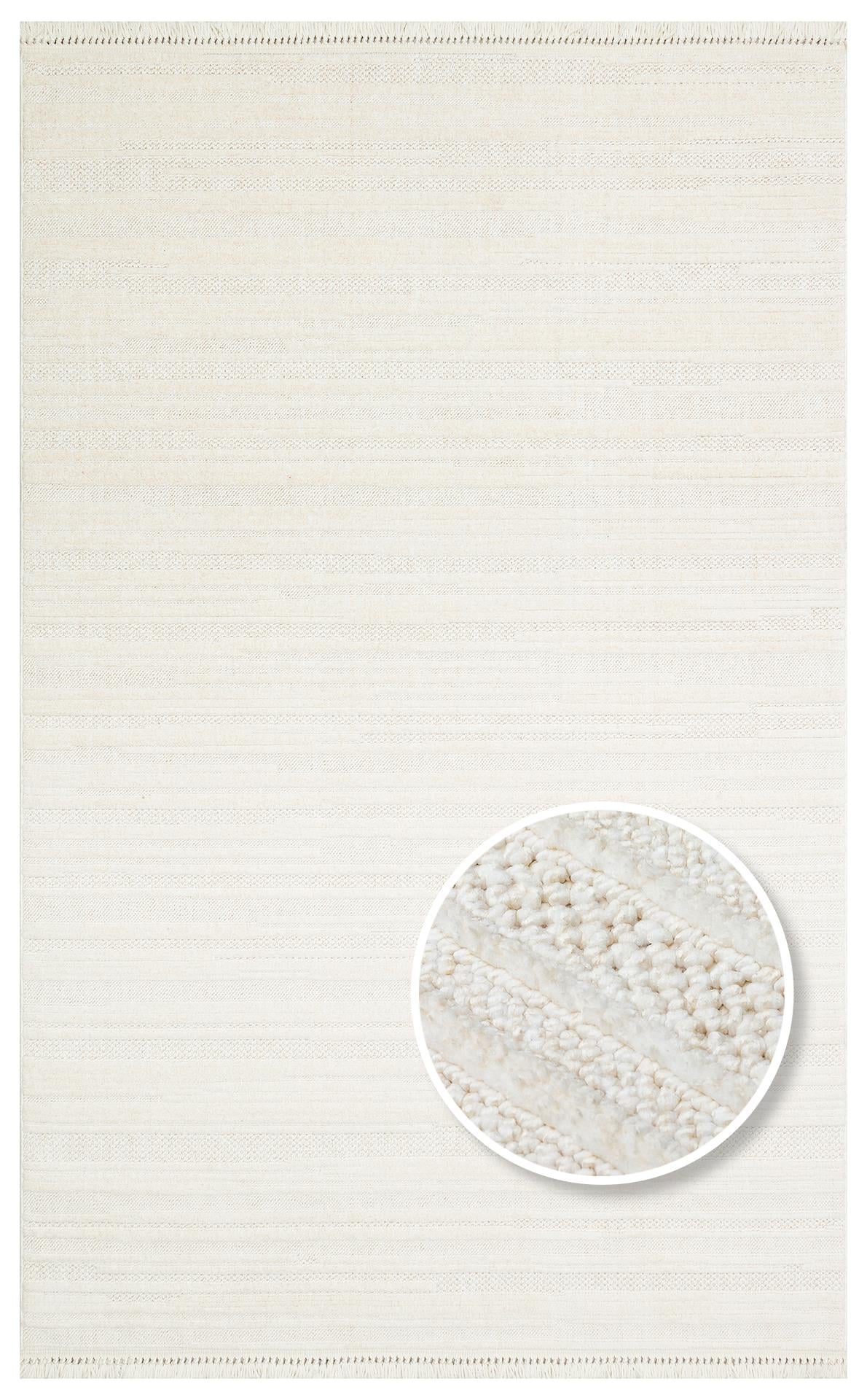 EKO Halı JOY 01 White Hav Toz Vermeyen Etnik Desenli Halı